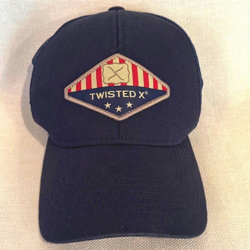 Twisted X Patriotic Patch Cap Navy Blue Trucker Hat Stars Stripes Snapback‎ USA